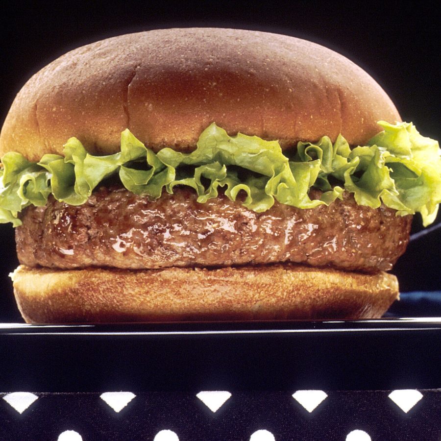 Smash burger with curly lettuce