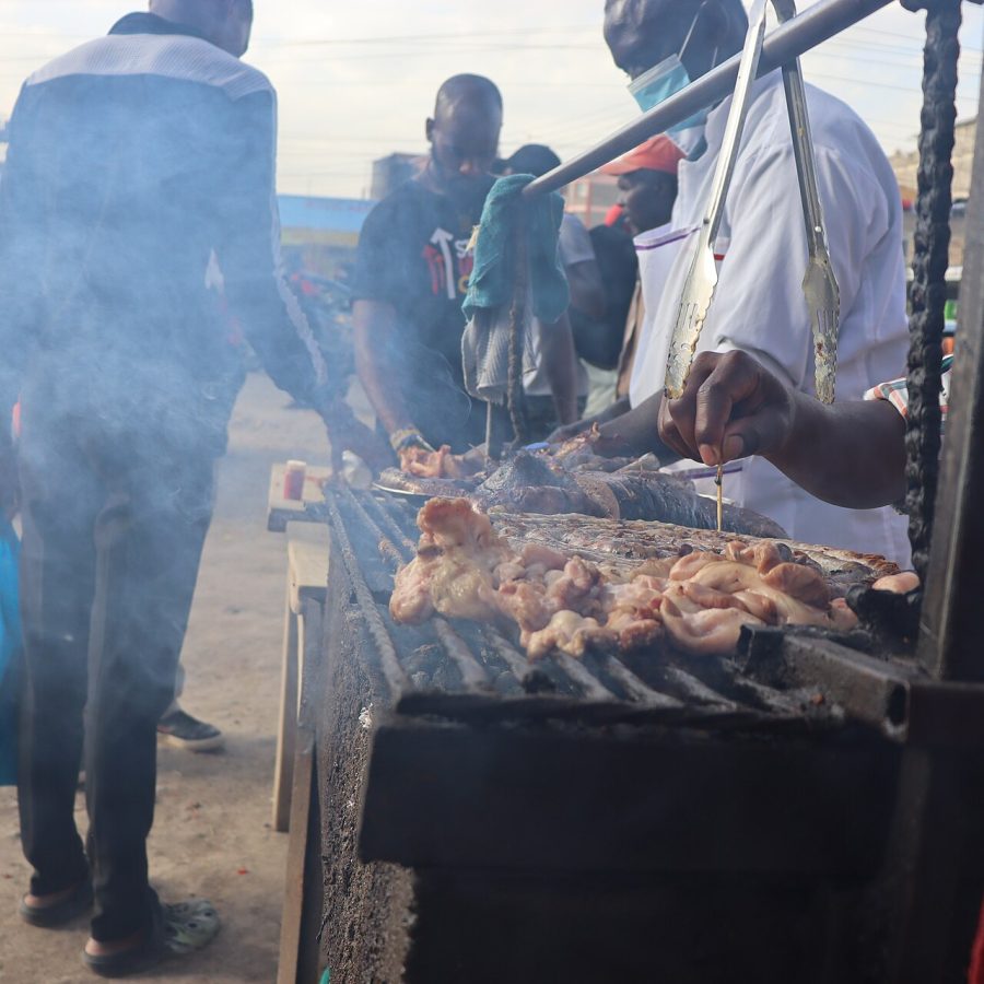 Charcoal grilling on the street